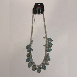 Paparazzi Silver and Turquoise Leaf Necklace